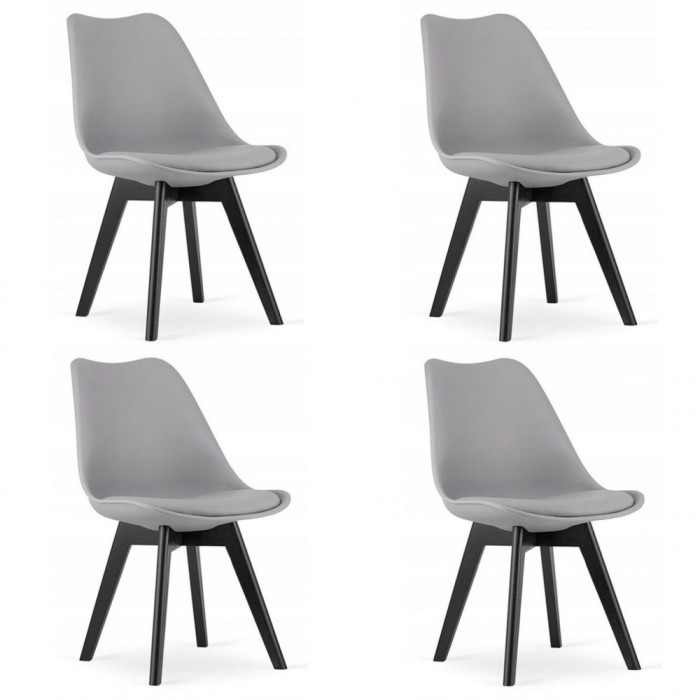 Set 4 scaune bucatarie/living, Artool, Mark, PP, lemn, gri si negru, 49x55.5x82.5 cm