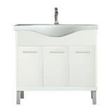 Dulap Baie Inferior Nerva 85 cm Alb cu Lavoar Portelan, MDF, 85x85x34 cm