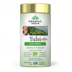 ORGANIC INDIA Ceai Tulsi (Busuioc Sfant) Ceai Verde | Antistres Natural & Vitalizant 100g