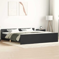 vidaXL Cadru pat metalic cu tăblii de cap/picioare, negru, 200x200 cm