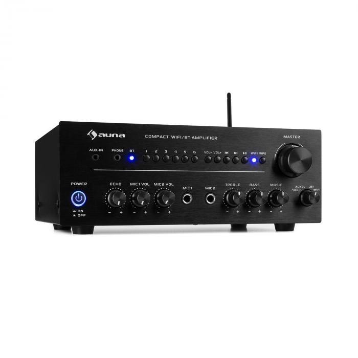 Auna Intelligence Amp, amplificator stereo, 2 x 40 W max., WiFi, BT, App-Control, Multiroom, negru Auna Intelligence Amp, amplificator stereo, 2 x 40 W max., WiFi, BT, App-Control, Multiroom, negru