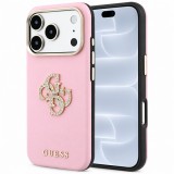 Husa pentru Apple iPhone 18 Pro / 17 Pro, Guess, Smooth Big Strass Logo, Roz