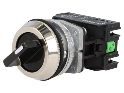 Comutator Rotativ 30mm 2NC/NO Negru IP56 foto