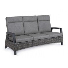Canapea recliner rattan sintetic perne textil gri Britton 194.5x83x103 cm