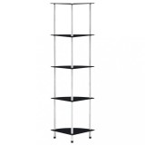 Cumpara ieftin Raft cu 5 niveluri, negru, 30 x 30 x 130 cm, sticlă securizată