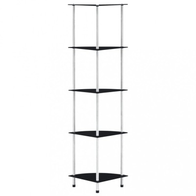 vidaXL Raft cu 5 niveluri, negru, 30 x 30 x 130 cm, sticlă securizată 249521 foto