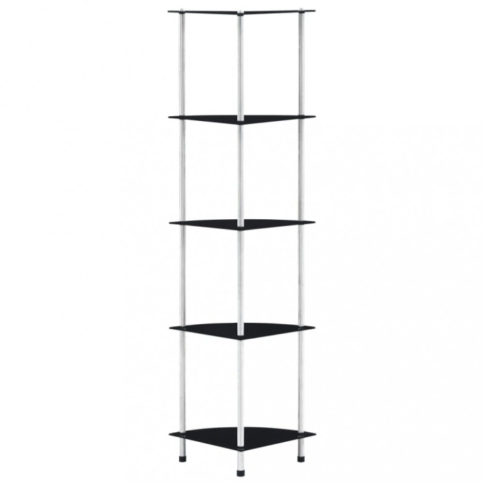 vidaXL Raft cu 5 niveluri, negru, 30 x 30 x 130 cm, sticlă securizată 249521