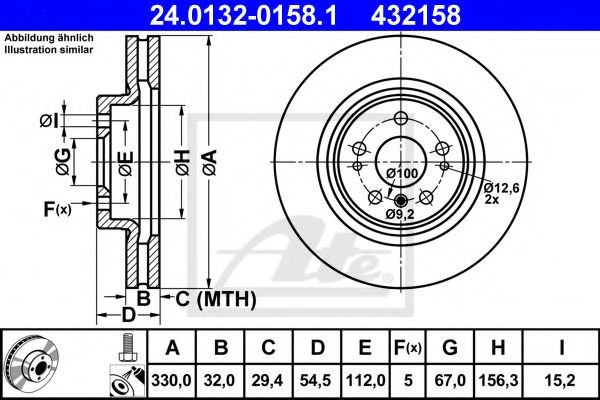 Disc frana MERCEDES R-CLASS (W251, V251) (2006 - 2016) ATE 24.0132-0158.1