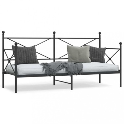 vidaXL Pat de zi fără saltea Negru 90x190 cm Oțel 4104667 foto