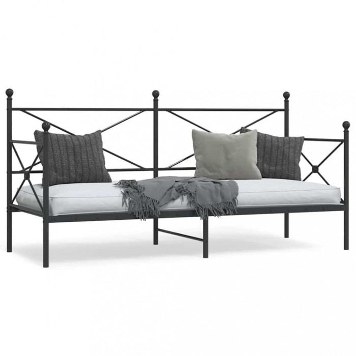 vidaXL Pat de zi fără saltea Negru 90x190 cm Oțel 4104667