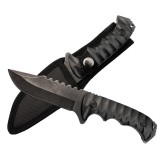 Cumpara ieftin Cutit Vanatoare Tactic IdeallStore&reg;, Otel Inoxidabil, 23cm, Negru, Teaca Cordura Inclusa
