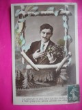 HOPCT 12066 ANUL 1909 FELICITARE VECHE-BARBAT - ELEGANT -FRANTA-EUROPA -TCV -ROMANTICA-STAMPILOGRAFIE TIMBRU -CIRCULATA