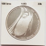 389 Bulgaria 100 leva 1993 1994 Winter Olympics, Lillehammer km 209 argint