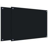 Cumpara ieftin Panou antistropi bucatarie 2 buc. negru 80x60cm sticla securiz.