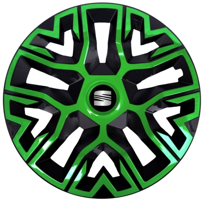 Set 4 Capace Roti 15 inchi (R15), Best Verde-Negru, Compatibile Cu Seat