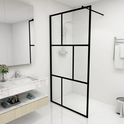 vidaXL Paravan de duș walk-in, negru, 100x195 cm, sticlă securizată 149154 foto