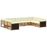 vidaXL Set de canapele de exterior cu pernă 9 pcs Natural și Crem 3383823