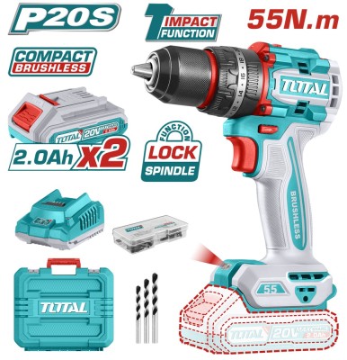 TOTAL - MASINA DE GAURIT CU PERCUTIE SI ACUMULATOR 20V-2.0AH LI-ION (2 ACUMULATORI + 1 INCARCATOR) PowerTool TopQuality foto