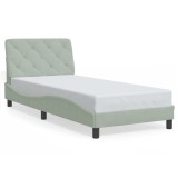 Gossi cadru de pat cu lumini led, gri deschis, 90x200 cm, catifea