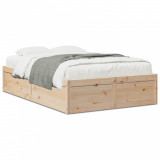 VidaXL Cadru de pat, 135x190 cm, lemn masiv de pin