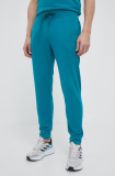 Champion pantaloni de trening culoarea verde, neted