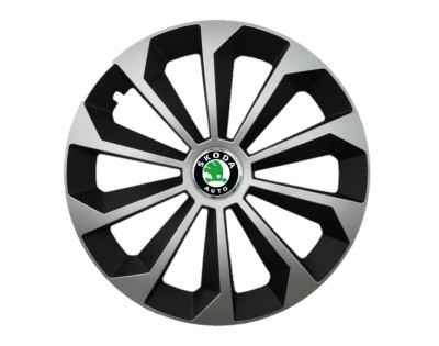 Set 4 capace roti Fame Gri-Negru cu inel R14, pentru gama auto Skoda foto