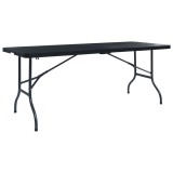 Cumpara ieftin Masă grădină pliabilă, negru, 180x75x72 cm, HDPE imitație ratan