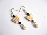 Cercei howlite alb, cercei femei howlite si cristale negre 29284