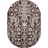 Covor Oval Model Ramuri 16026-13, Marime 60 x 110 cm, Crem, Maro, Inaltime Fir 7 mm, Antialergic, Polipropilena, Living, Dormitor, Sufragerie, Birou