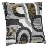 Perna Decorativa Gri Velvet Folie Aurie cu Desen Abstract 45x45 cm