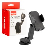 Suport auto telefon pentru parbriz si bord, reglabil, cu ventuza reutilizabila, rotire 360, universal, AMiO 04135, pentru cockpit si suprafete plane