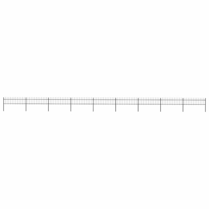 vidaXL Gard de grădină cu v&acirc;rf suliță, negru, 15,3 x 0,6 m, oțel