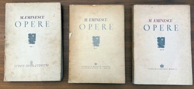 &amp;rdquo;Poesii&amp;rdquo;, Opere de Mihai Eminescu, ediție &amp;icirc;ngrijită de Perpessicius, trei volume, București, 1939 foto