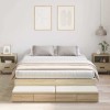 Cadru Pat cu Depozitare vidaXL Stejar Sonoma 236.5x160 cm, 3 Sertare, Lemn, Maro