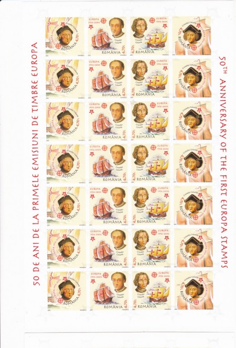 COLUMB,EUROPA CEPT,MINICOALA + SERIE NEDANTELAT ,2005,MNH,ROMANIA.