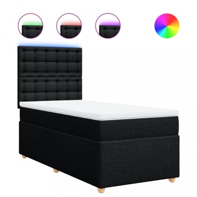 vidaXL Pat box spring cu saltea, negru, 90x190 cm, textil 3293451 foto