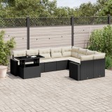 Gossi set canapele de gradina cu perne, 10 piese, negru, poliratan