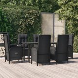vidaXL Set mobilier de grădină cu perne, 7 piese, negru, poliratan 3185190