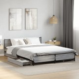 VidaXL Cadru de pat cu sertare gri sonoma 140x200 cm lemn prelucrat