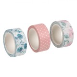 Set Benzi Adezive Washi, Multicolor, Aromă Trandafir, 5m x 1.5cm, 3 Bucăți, Oem