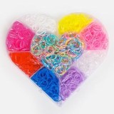 Elastice de par multicolore pentru copii, 1000 buc, cutie in forma de inima, CMCLASS
