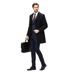 Palton barbati negru slim B109