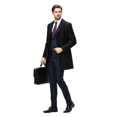 Palton barbati negru slim B109 foto
