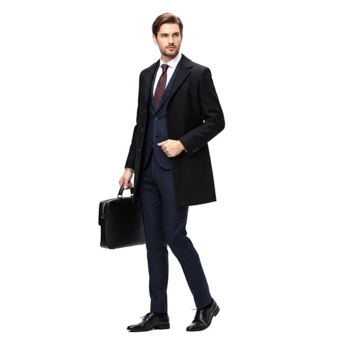 Palton barbati negru slim B109