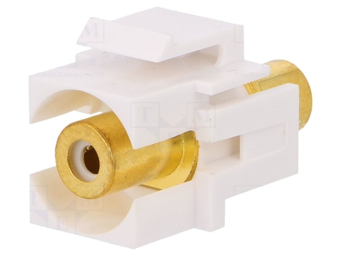 Conector RCA Mamă Dublu Aurit Alb