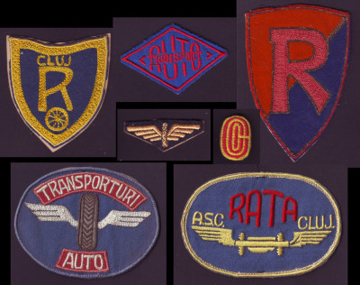 1946-1965 Set 7 embleme sportive brodate ASC RATA Cluj, club auto transporturi foto