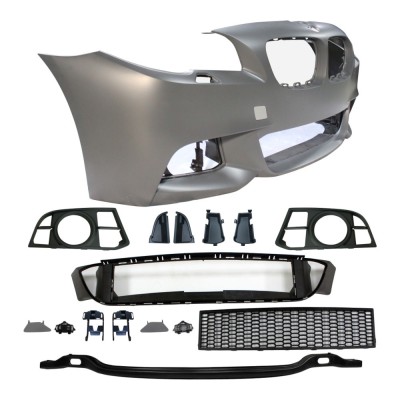 Set bara fata BMW Seria 5 (F10/F11), 2013-08.2017, cu gauri spalator; grunduit, de vopsit; type M-Tech; cu grile inferioare; cu gauri lampa ceata; TU foto