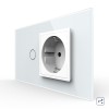 Intrerupator Simplu Cap Scara / Cruce + Priza LIVOLO cu Rama Din Sticla, Standard Italian, 4M SmartElectro IntelligentHouse
