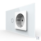 Cumpara ieftin Intrerupator Simplu Cap Scara / Cruce + Priza LIVOLO cu Rama Din Sticla, Standard Italian, 4M SmartElectro IntelligentHouse