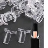 Set 50 Bucati Tipsuri pe Inele Transparente cu Inel pentru Prezentare Culori Oja Semipermanenta, Gel UV, Nail Art